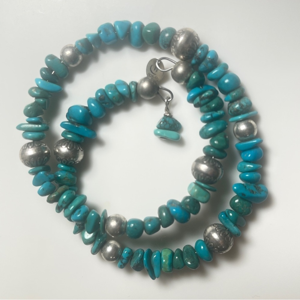 American West Carolyn Pollack Relios Turquoise and Silver Bead Wrap Bracelet - Picture 8 of 10